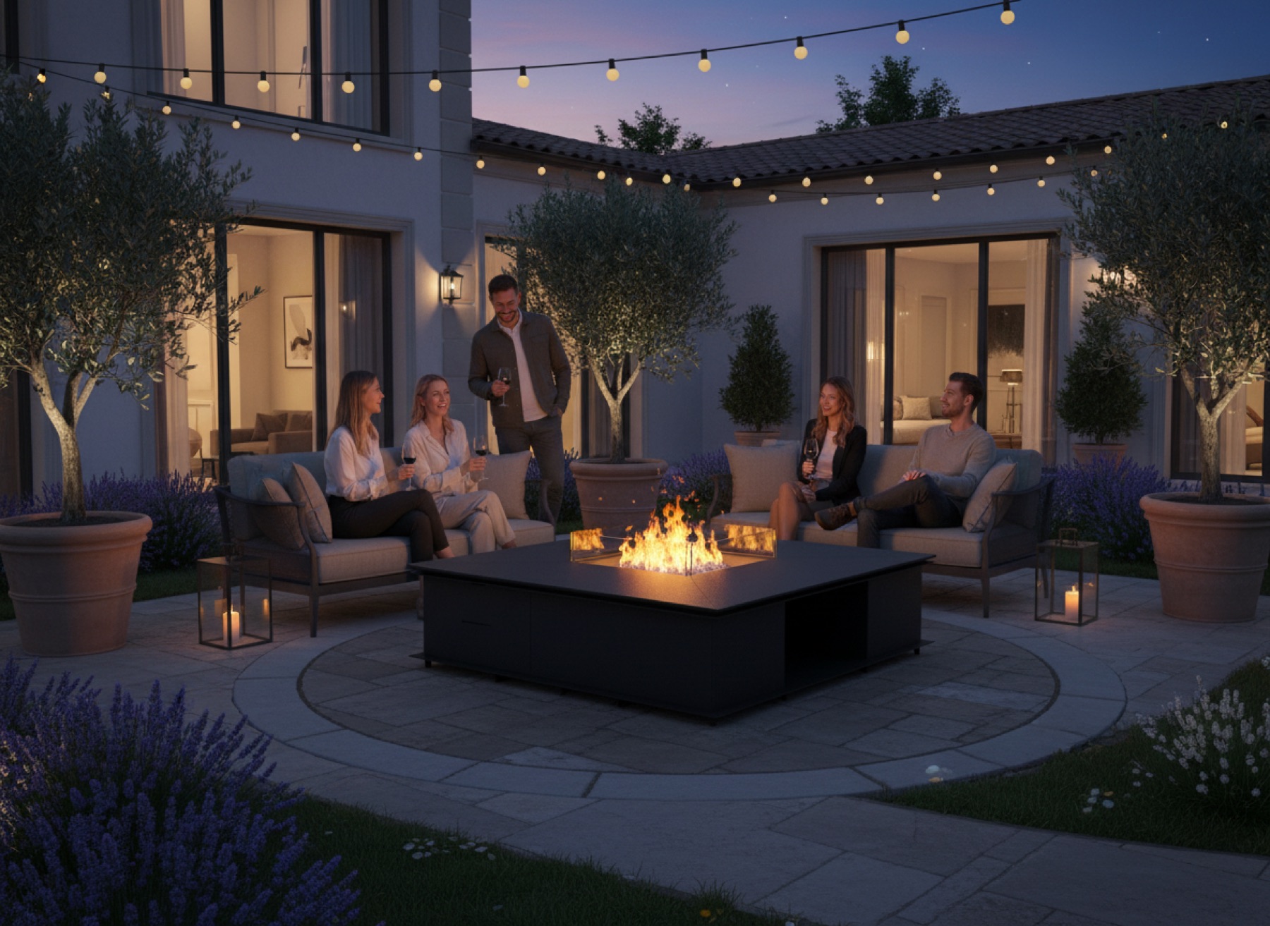 Nullo MAGNUM fire pit u vrtnom lounge prostoru